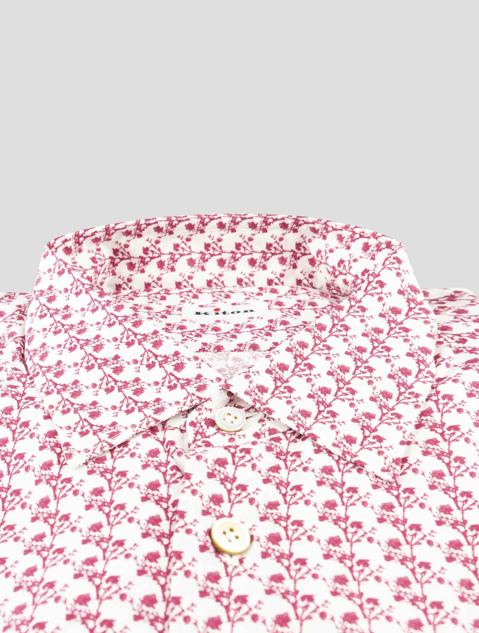 Kiton Red White Cotton Shirt