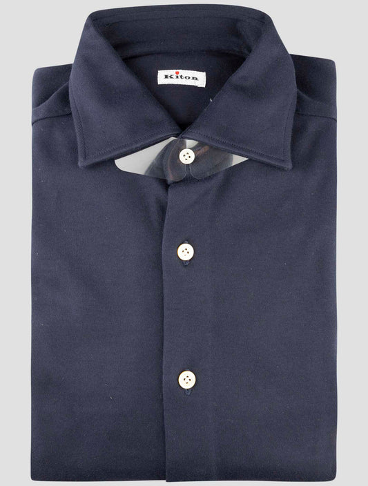Kiton Blue Cotton Shirt