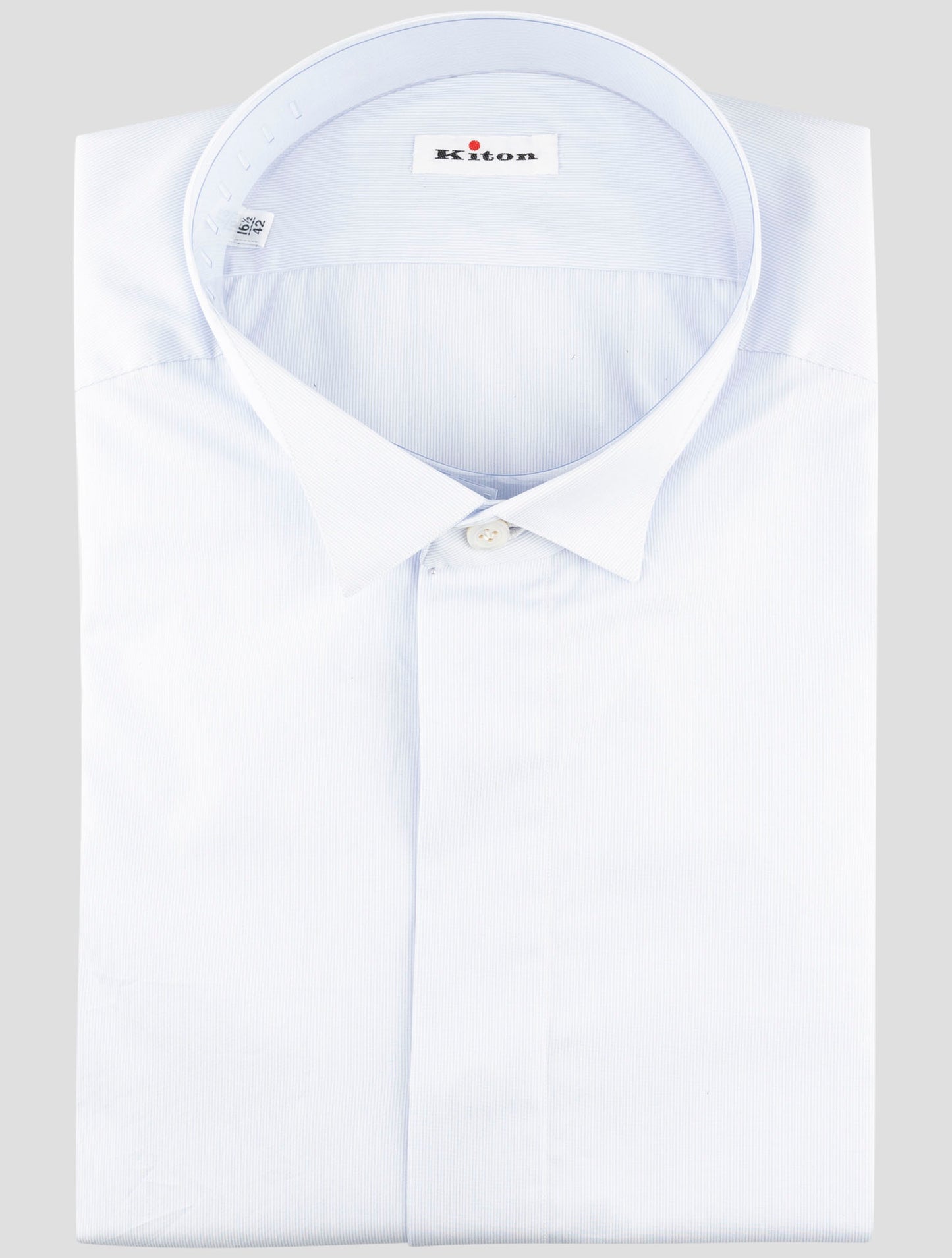 Kiton Light Blue White Cotton Shirt