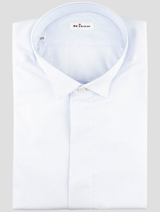 Kiton Light Blue White Cotton Shirt