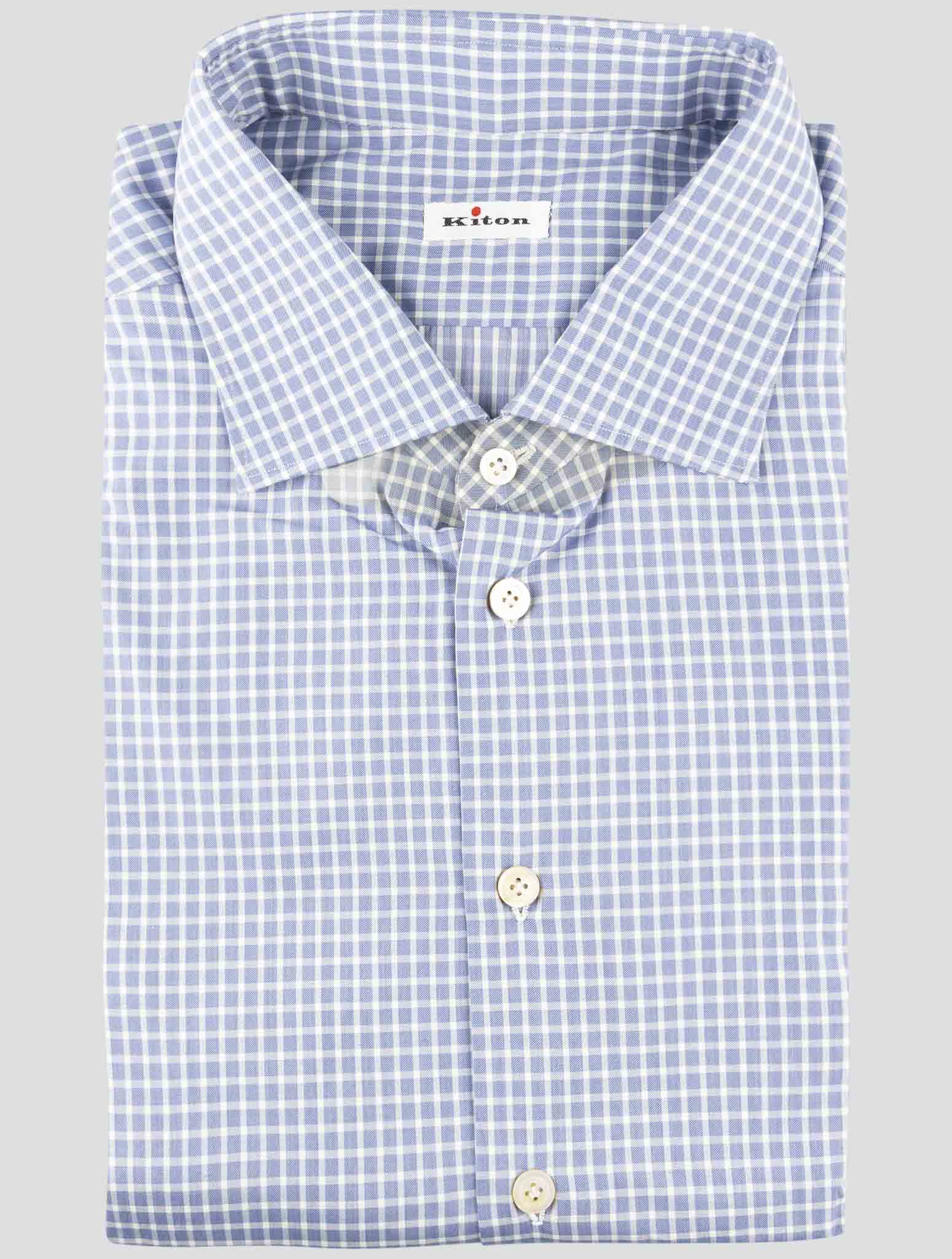 Kiton Blue Cotton Shirt
