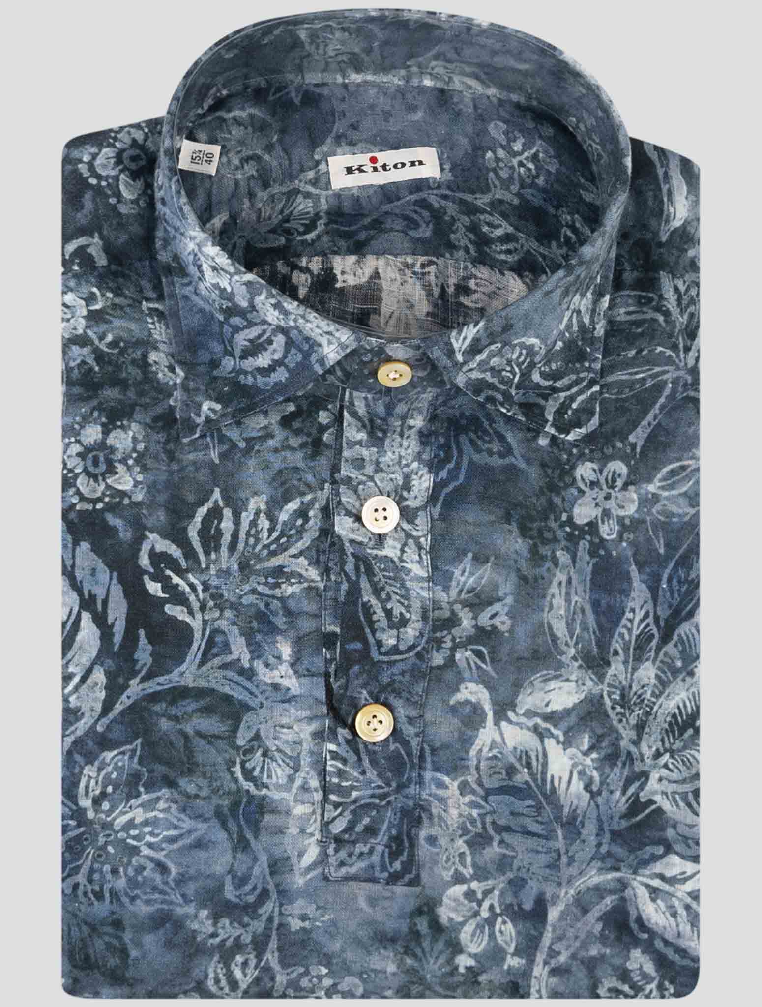 Kiton Blue Cotton Linen Sweater Polo