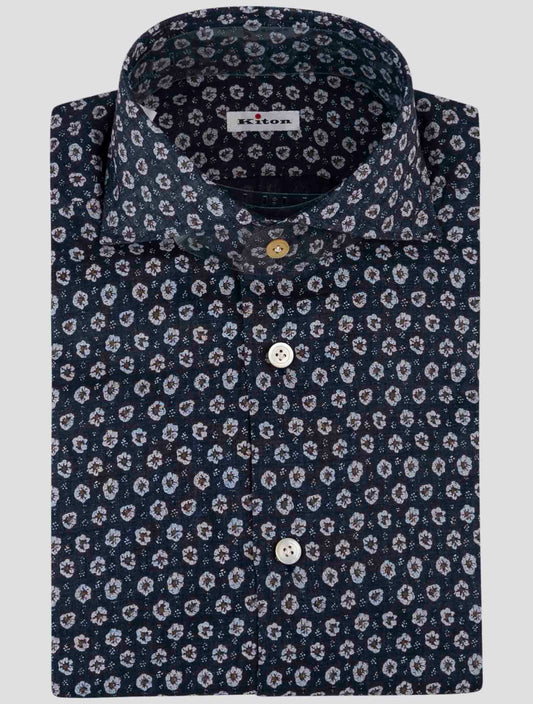Kiton Blue Cotton Shirt