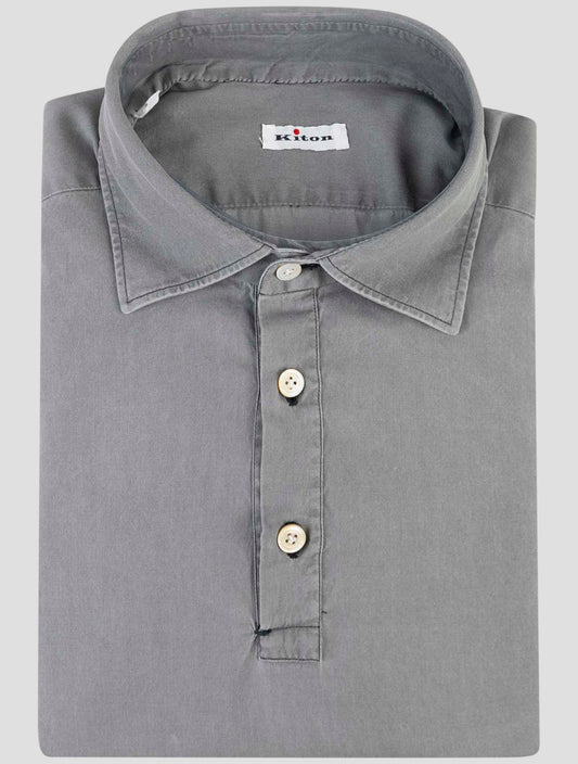 Kiton Gray Cotton Sweater Polo