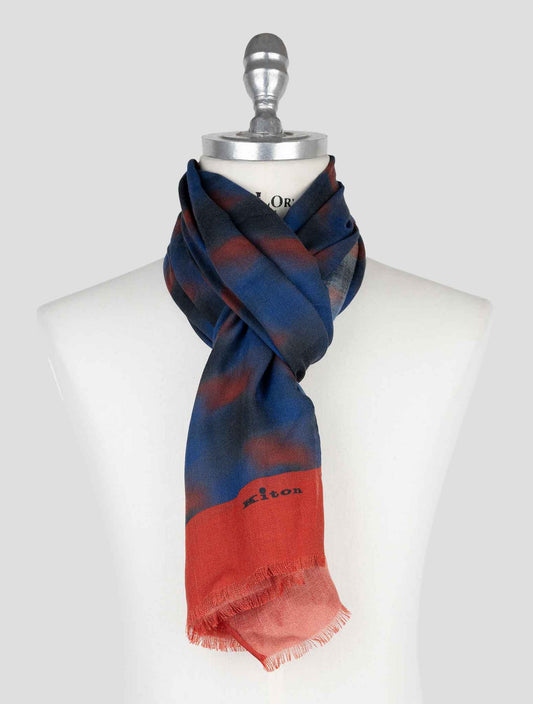 Kiton Blue Red Cashmere Scarf