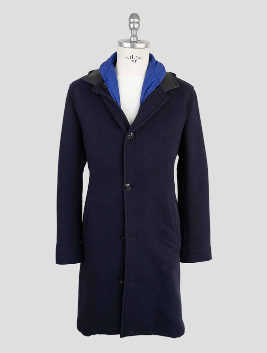 Kiton Dark Blue Lama Wool Silk Cashmere Pa Overcoat