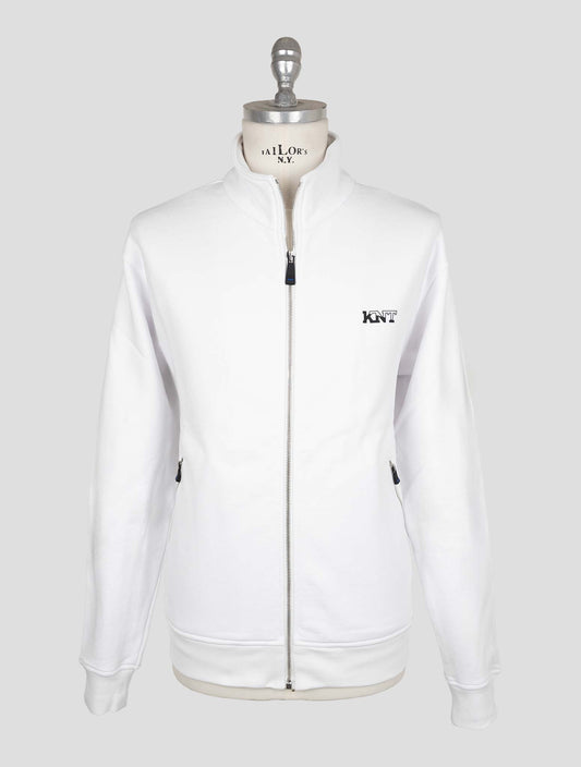 Kiton Knt White Cotton Sweater Full Zip