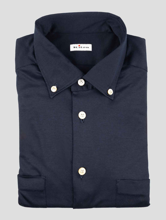 Kiton Blue Cotton Shirt