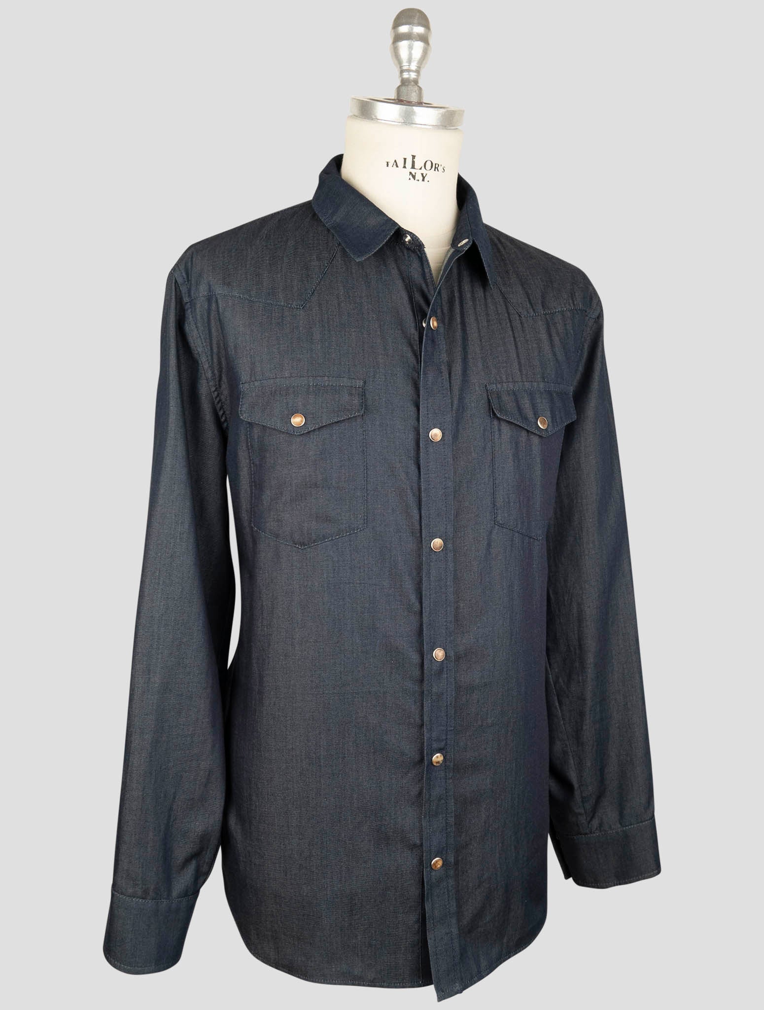 Kiton Blue Cotton Shirt
