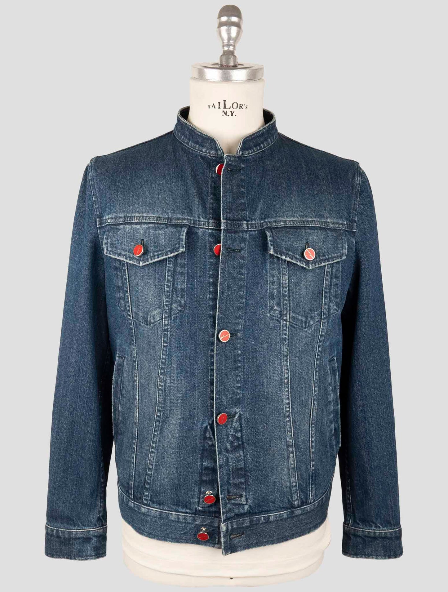 Kiton Blue Cotton Ea Coat