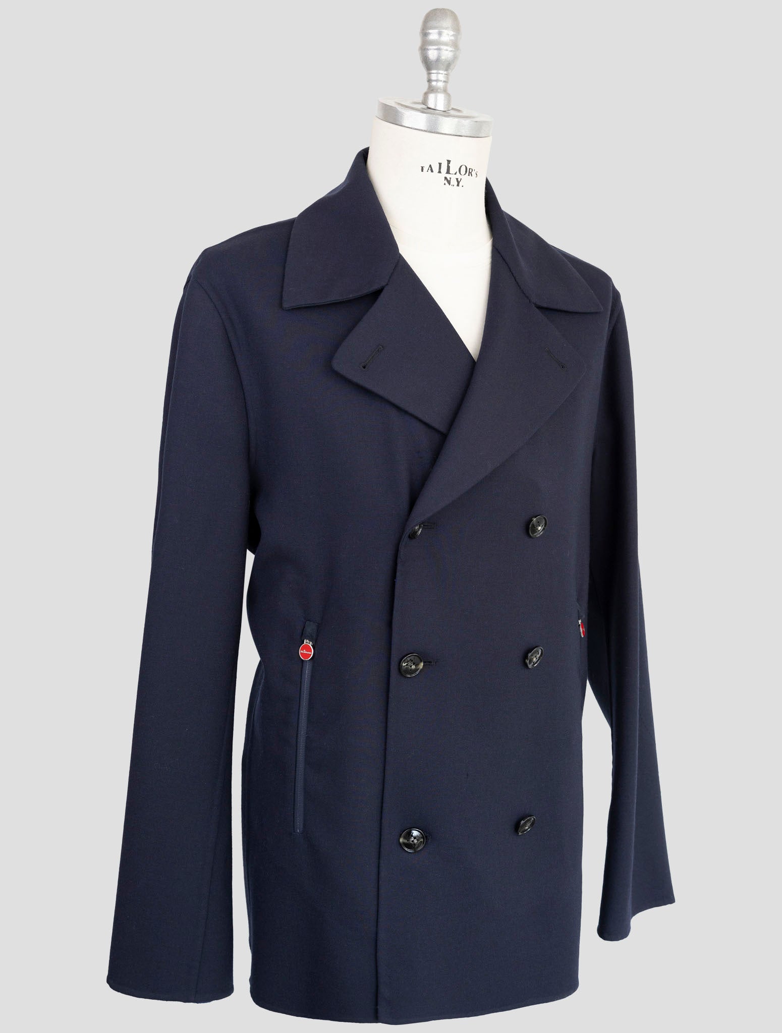 Kiton Blue Wool Ea Coat
