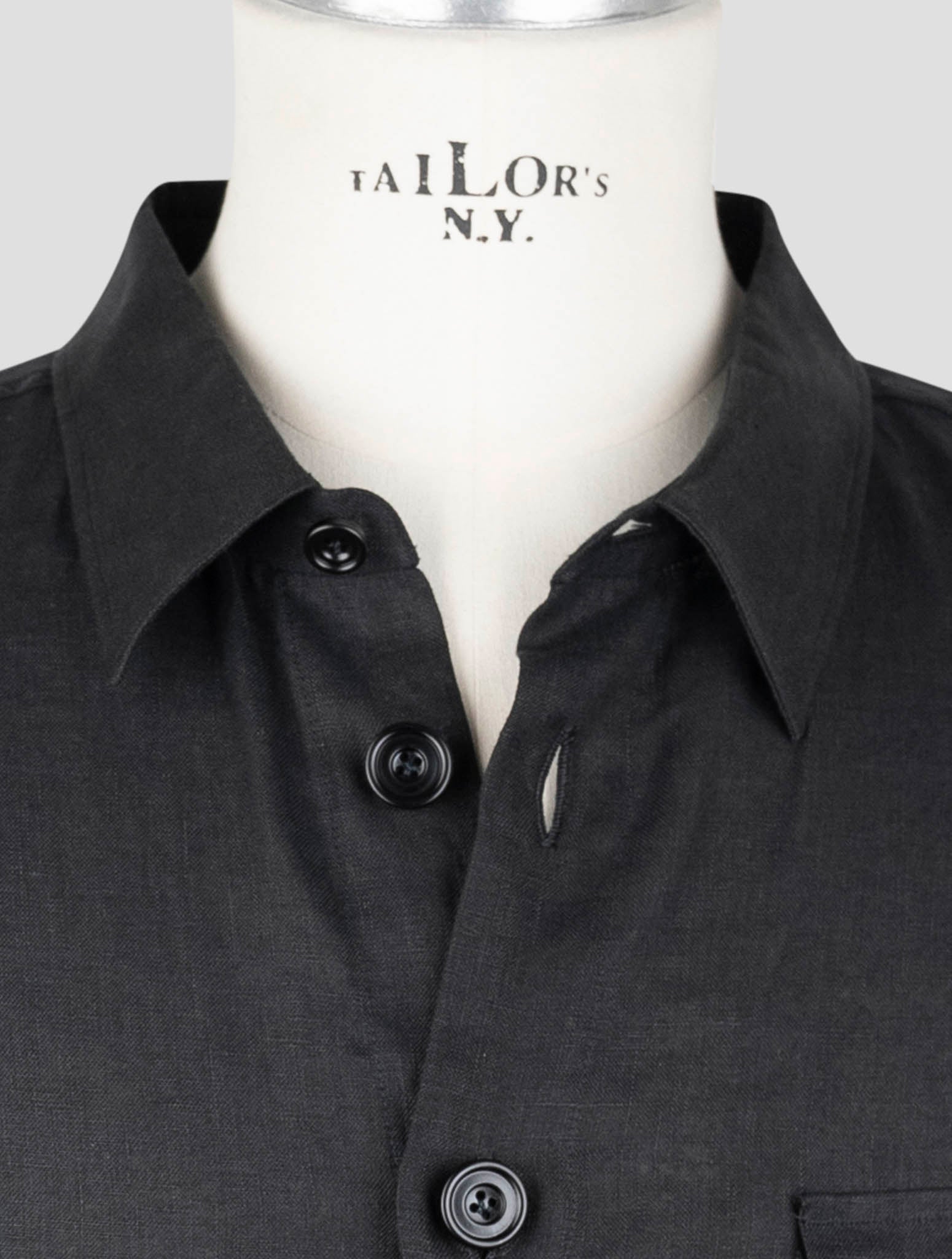 Kiton Black Linen Shirt