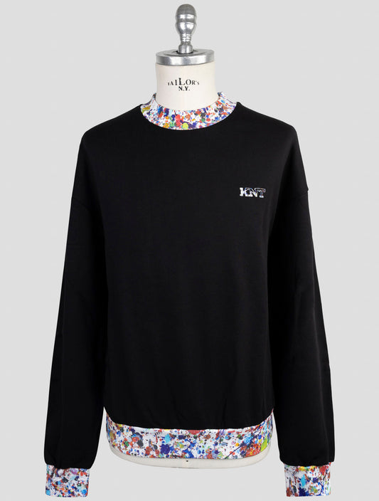Kiton Knt Black Cotton Sweater Half Neck