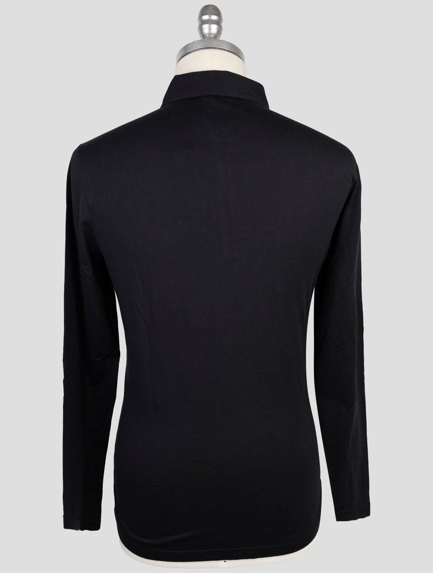 Kiton Black Cotton Cashmere Sweater Polo