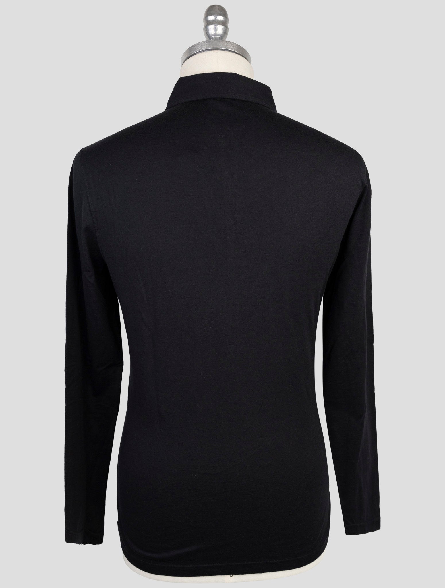 Kiton Black Cotton Cashmere Sweater Polo