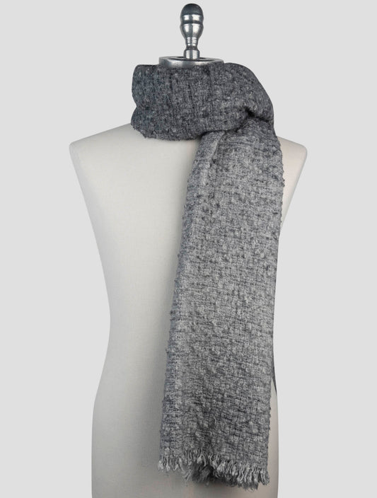 Kiton Gray Wool Cashmere Pa Silk Scarf