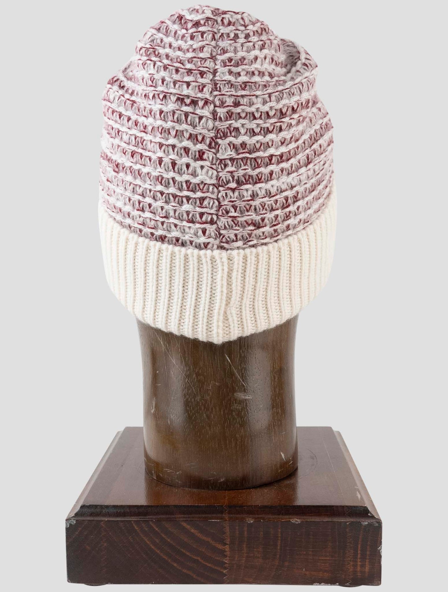 Kiton Red White Cashmere Beanie Hat