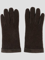 Kiton Brown Leather Suede Cashmere Gloves