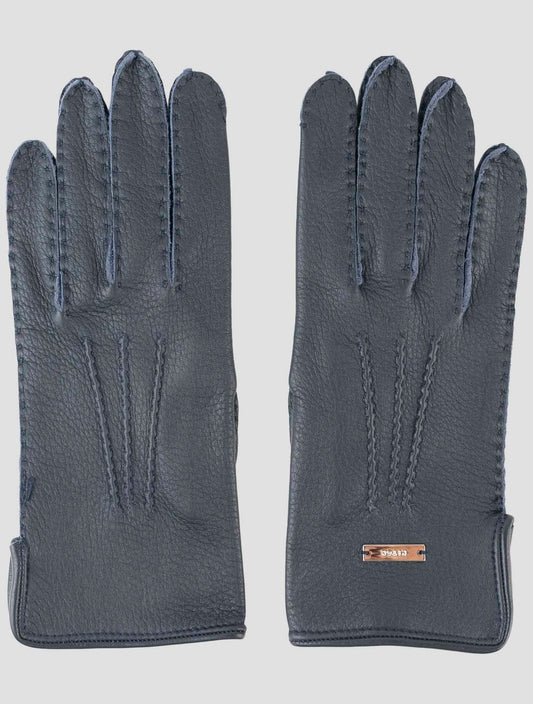 Kiton Blue Leather Gloves