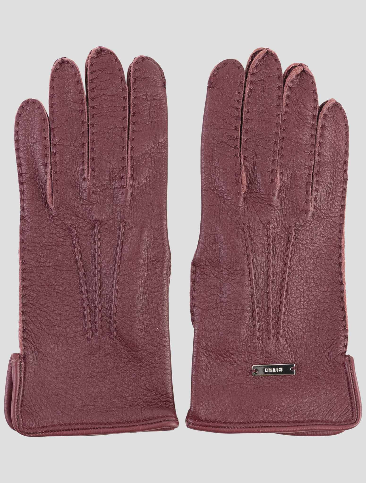 Kiton Burgundy Leather Gloves