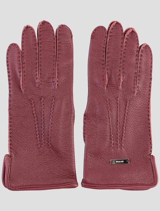 Kiton Burgundy Leather Gloves
