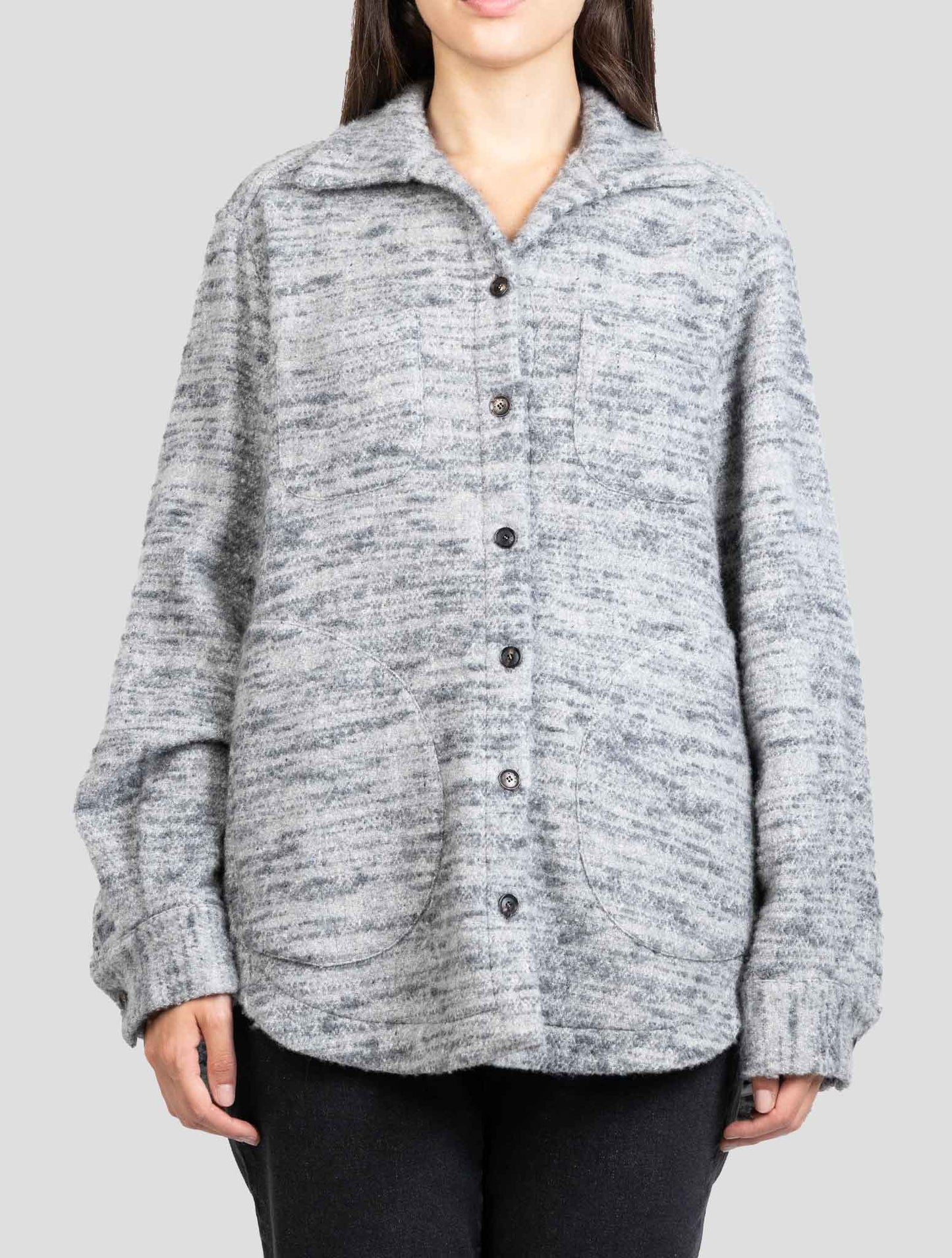 Kiton Gray Virgin Wool Cashmere Pa Shirt