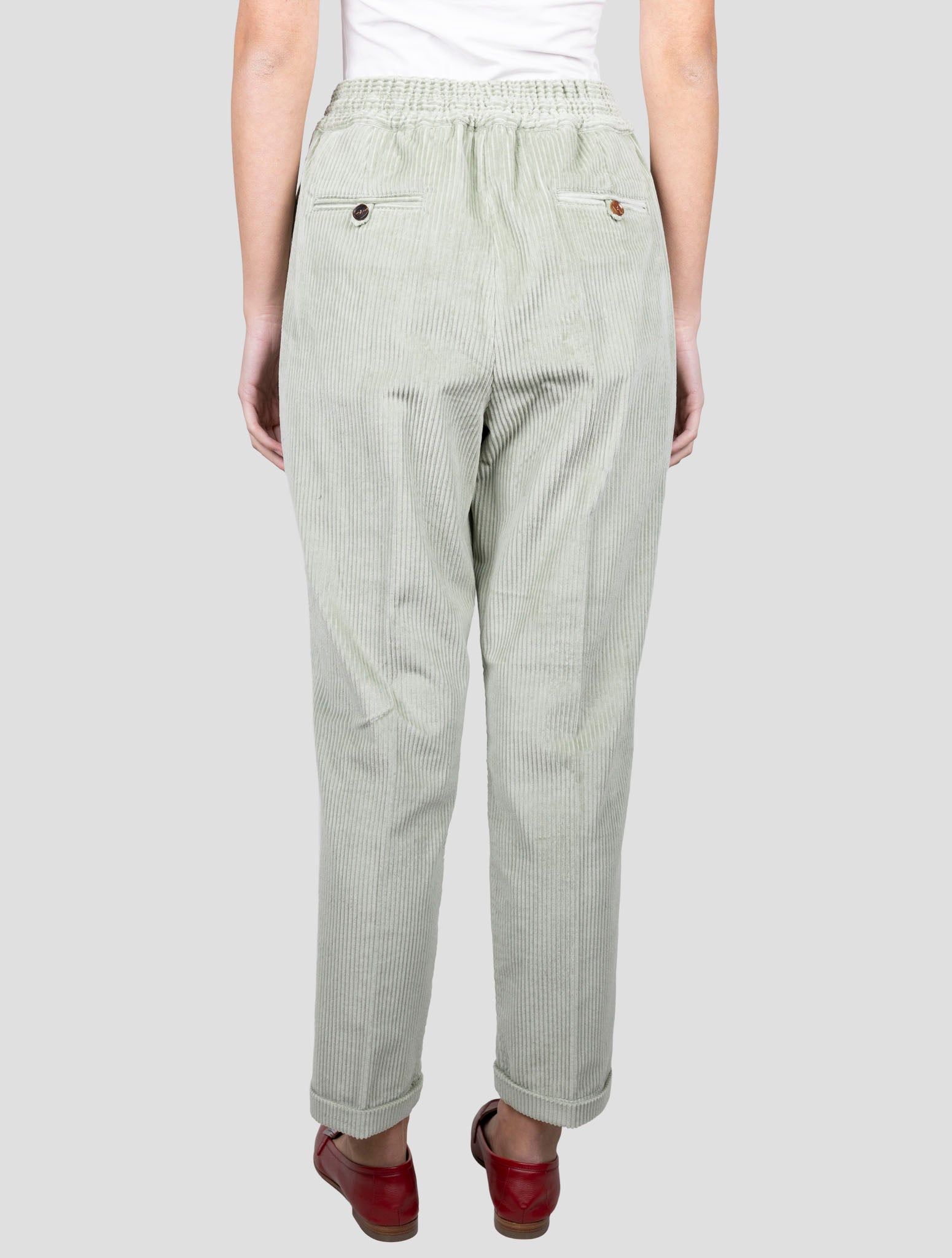 Kiton Green Cotton Velvet Pants
