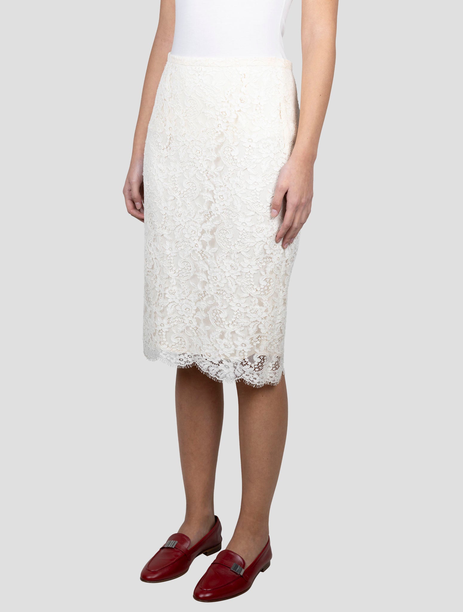 Kiton White Cotton Viscose Pa Skirt