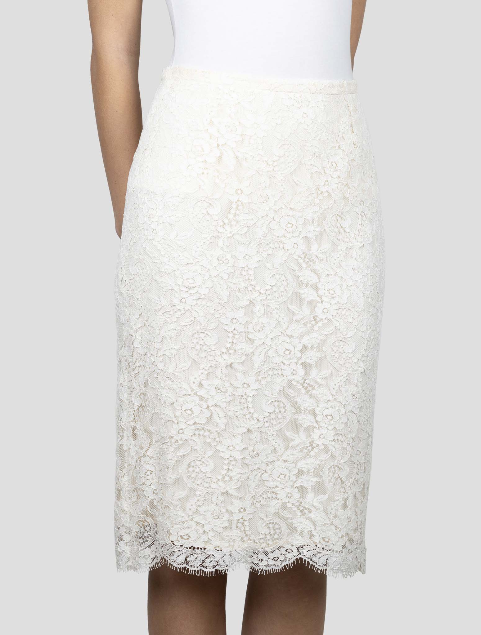 Kiton White Cotton Viscose Pa Skirt