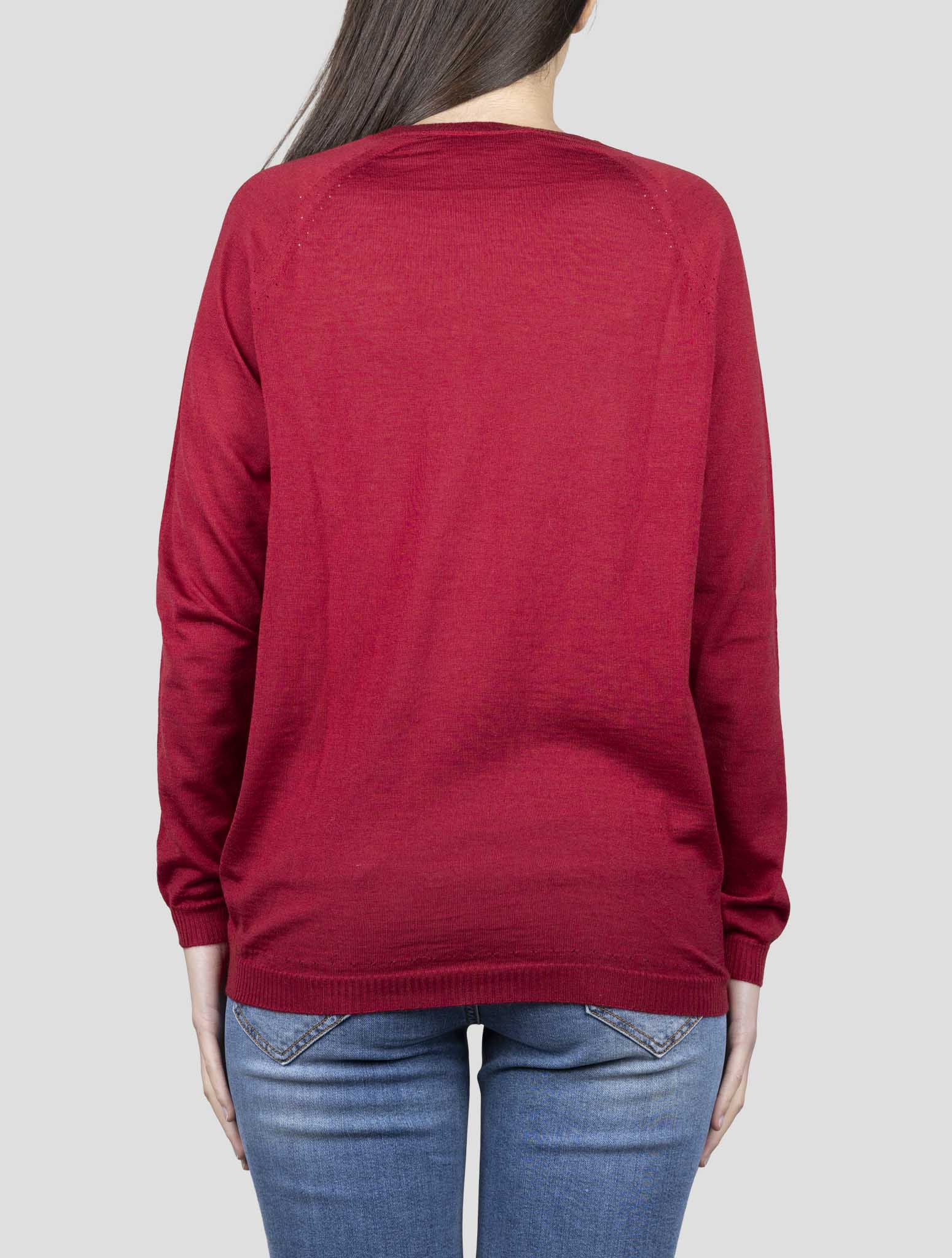 Kiton Burgundy Cashmere Silk Sweater V-Neck