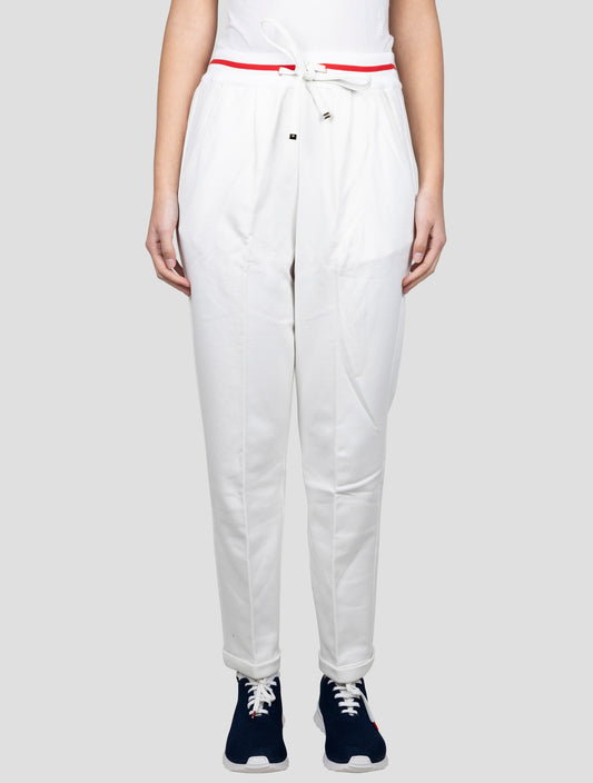 Kiton White Cotton Cashmere Pants