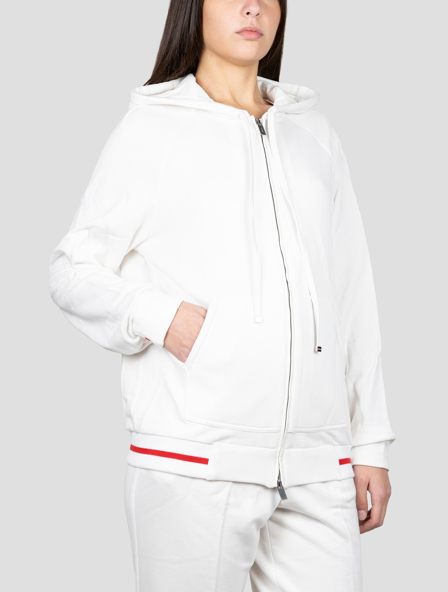 Kiton White Cotton Cashmere Sweater Full Zip