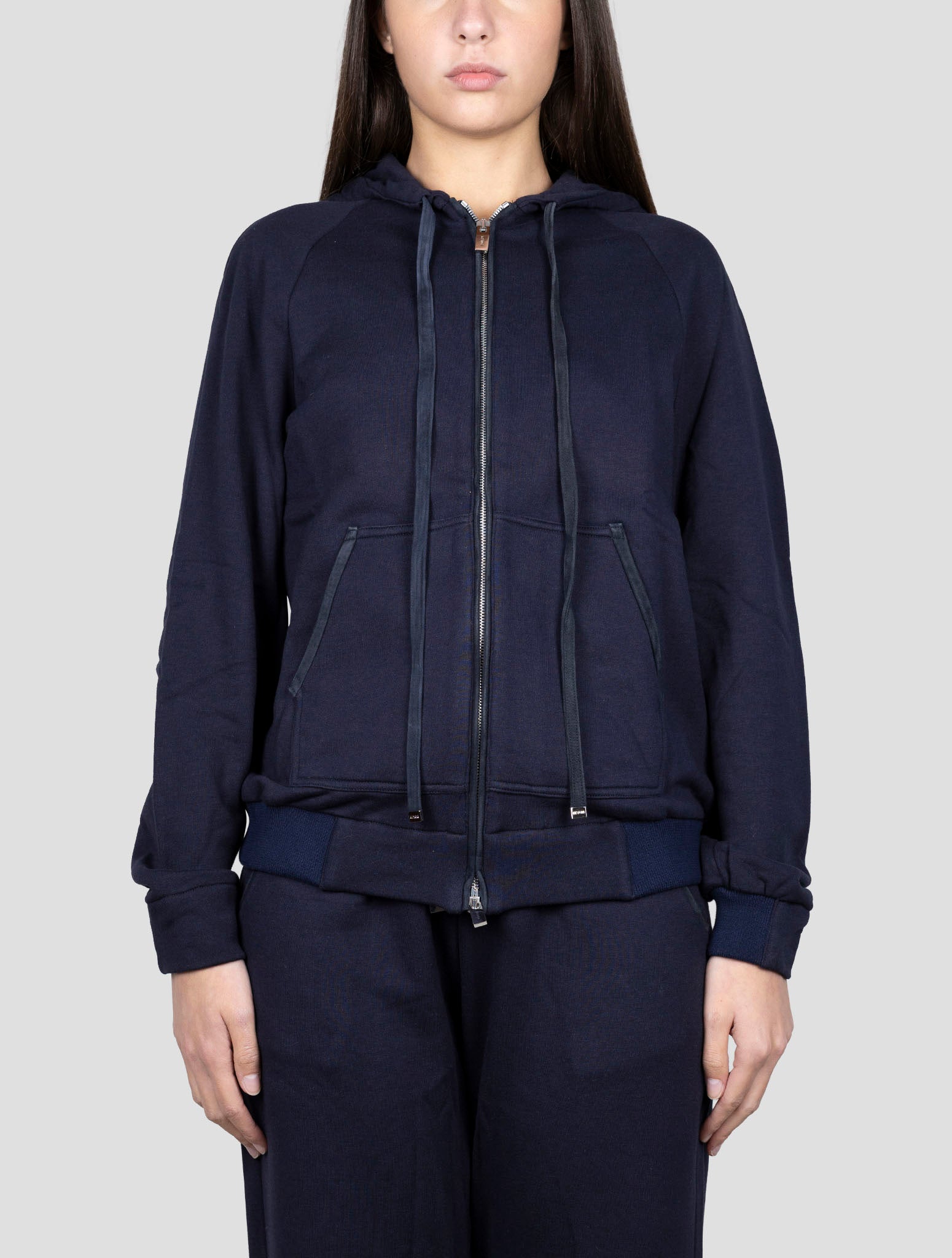 Kiton Blue Cotton Cashmere Sweater Hoodie