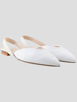 Kiton White Leather Slingback
