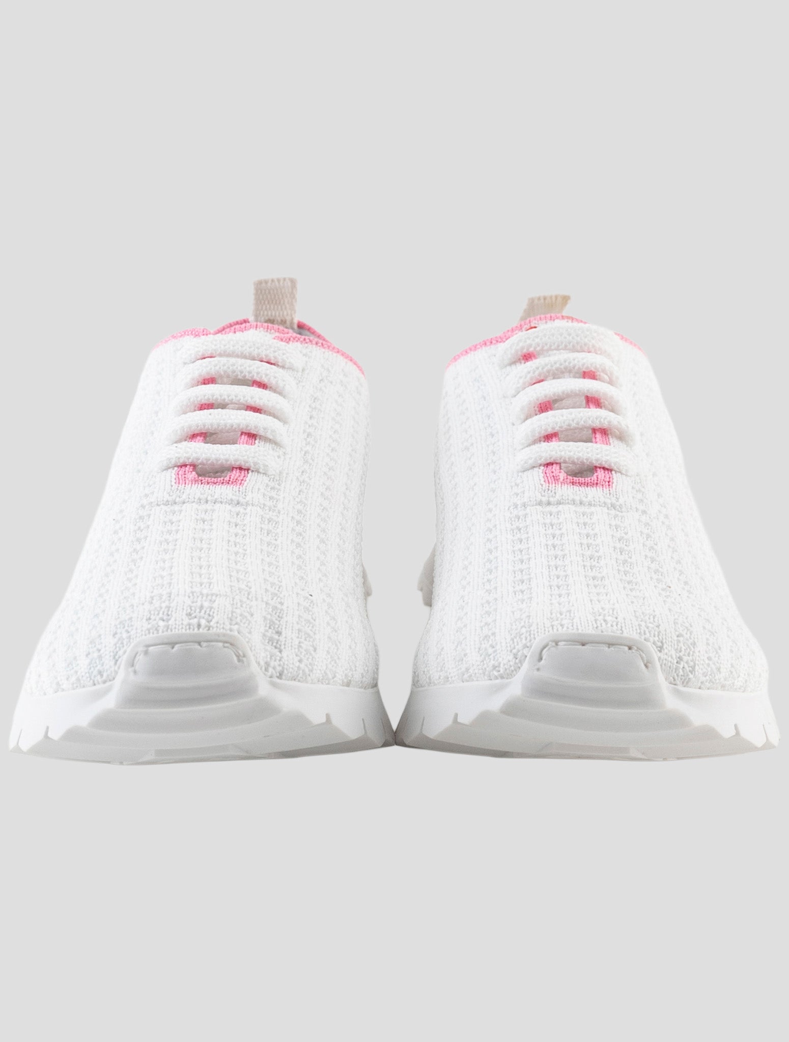 Kiton White Pink Cotton Ea Sneakers