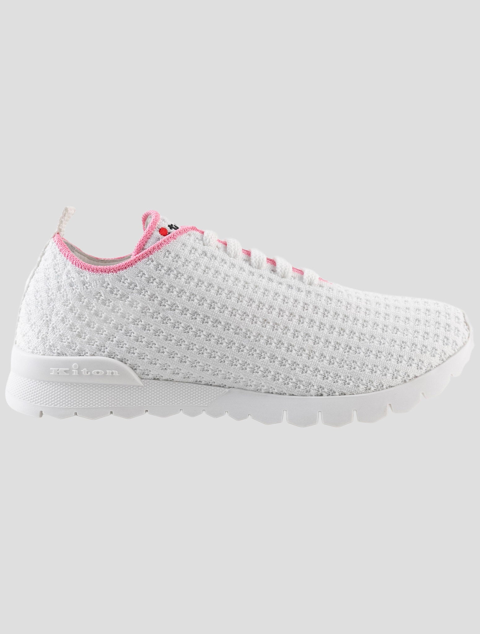 Kiton White Pink Cotton Ea Sneakers