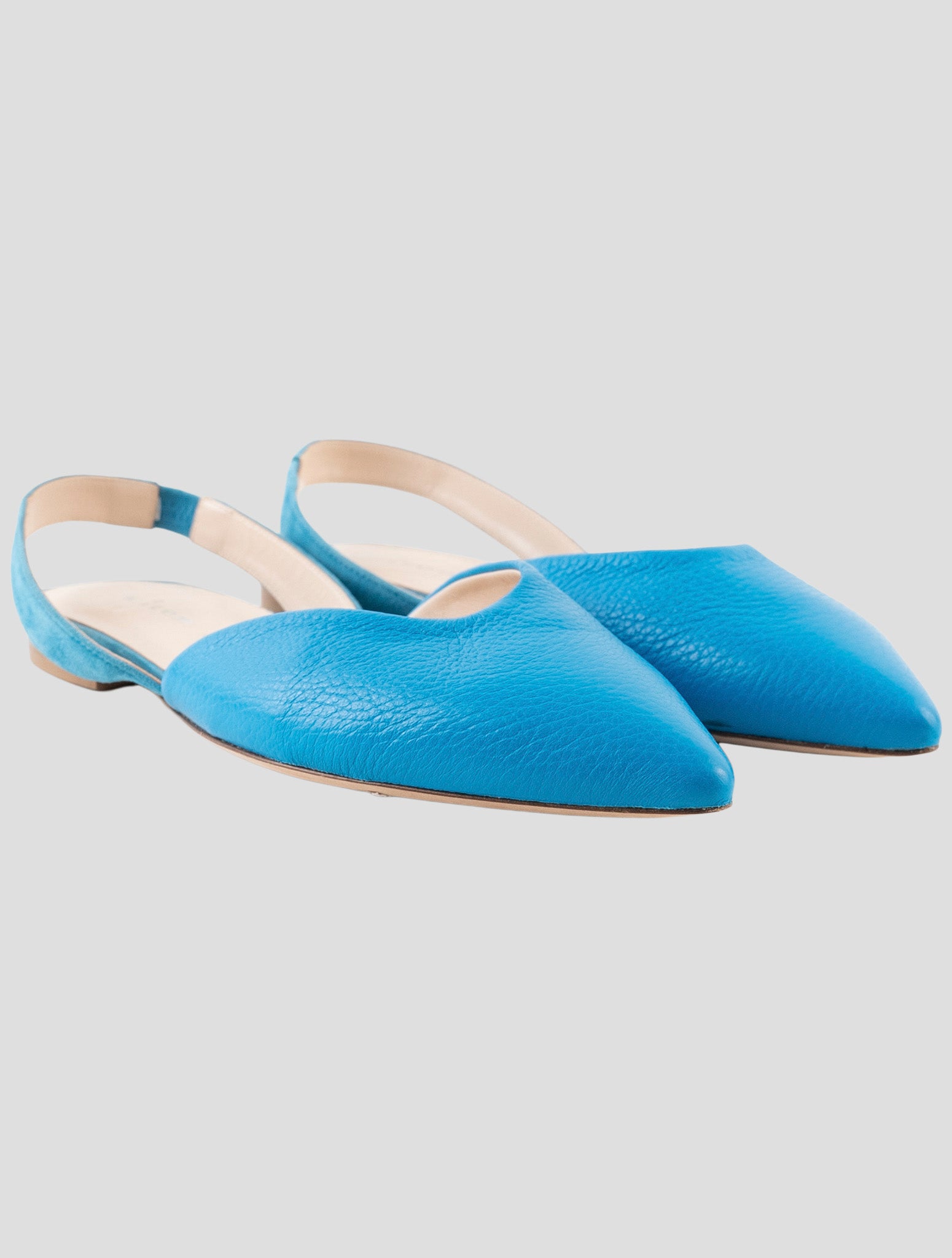 Kiton Light Blue Leather Slingback
