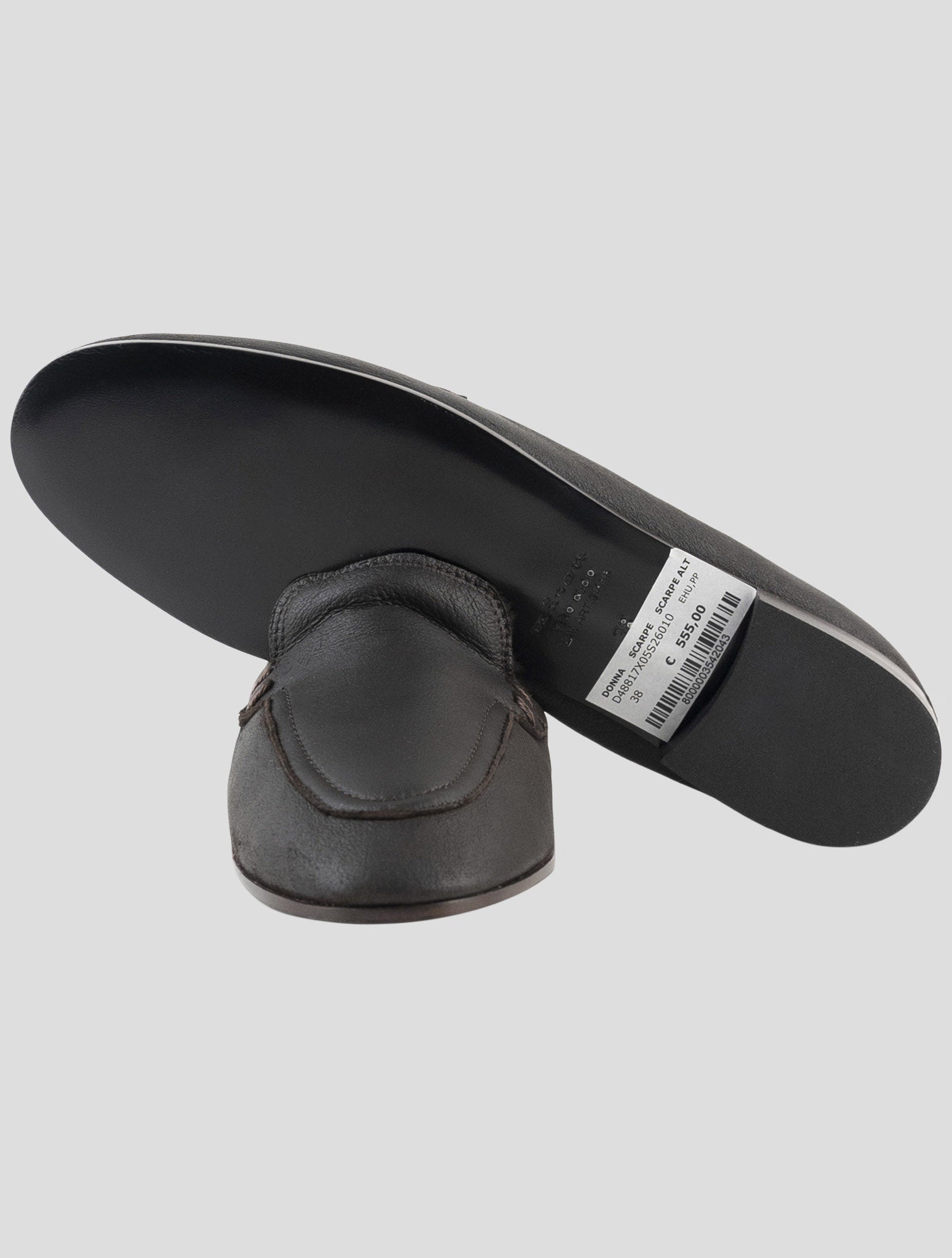 Kiton Dark Brown Leather Shearling Suede Loafers