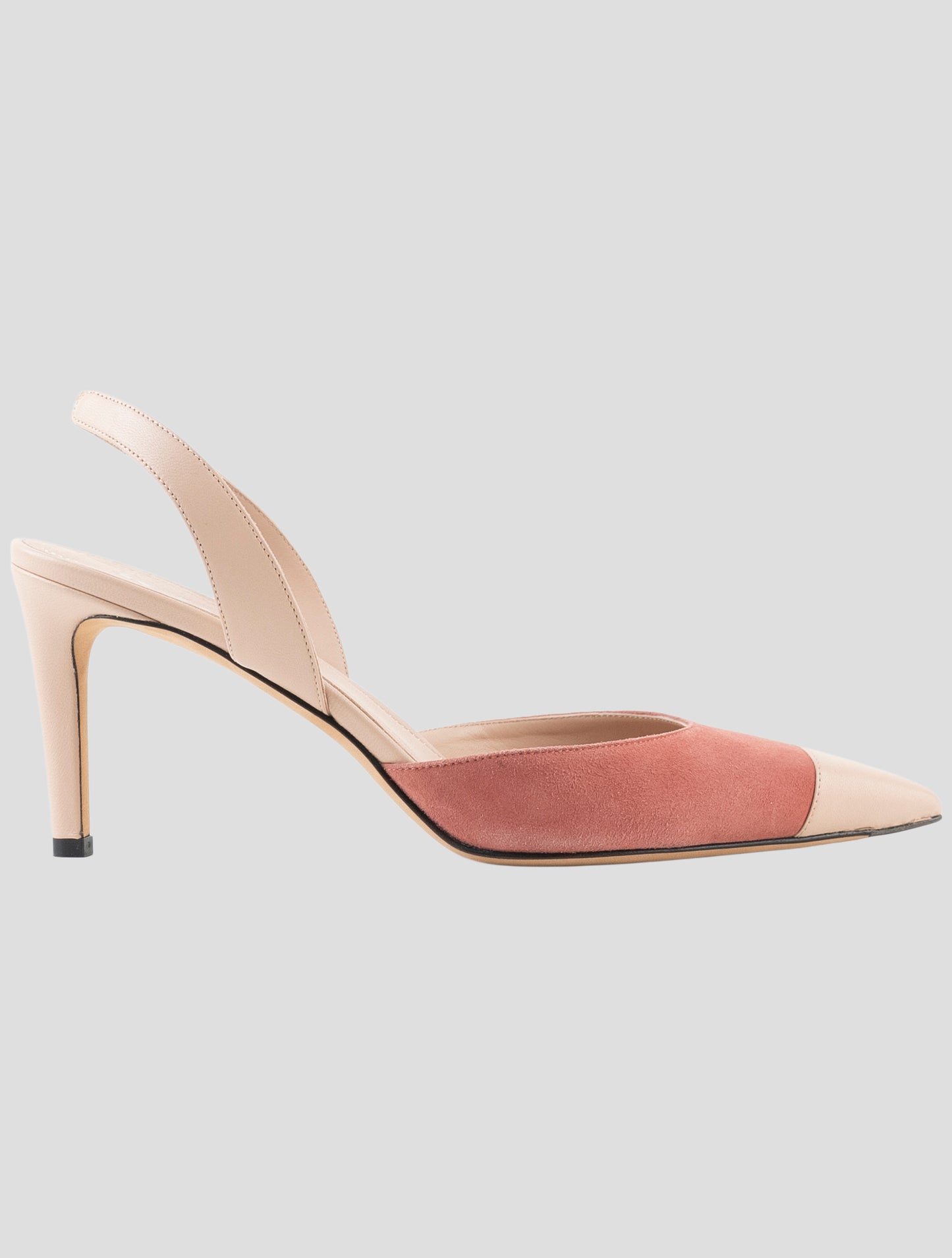 Kiton Pink Leather Suede Slingback