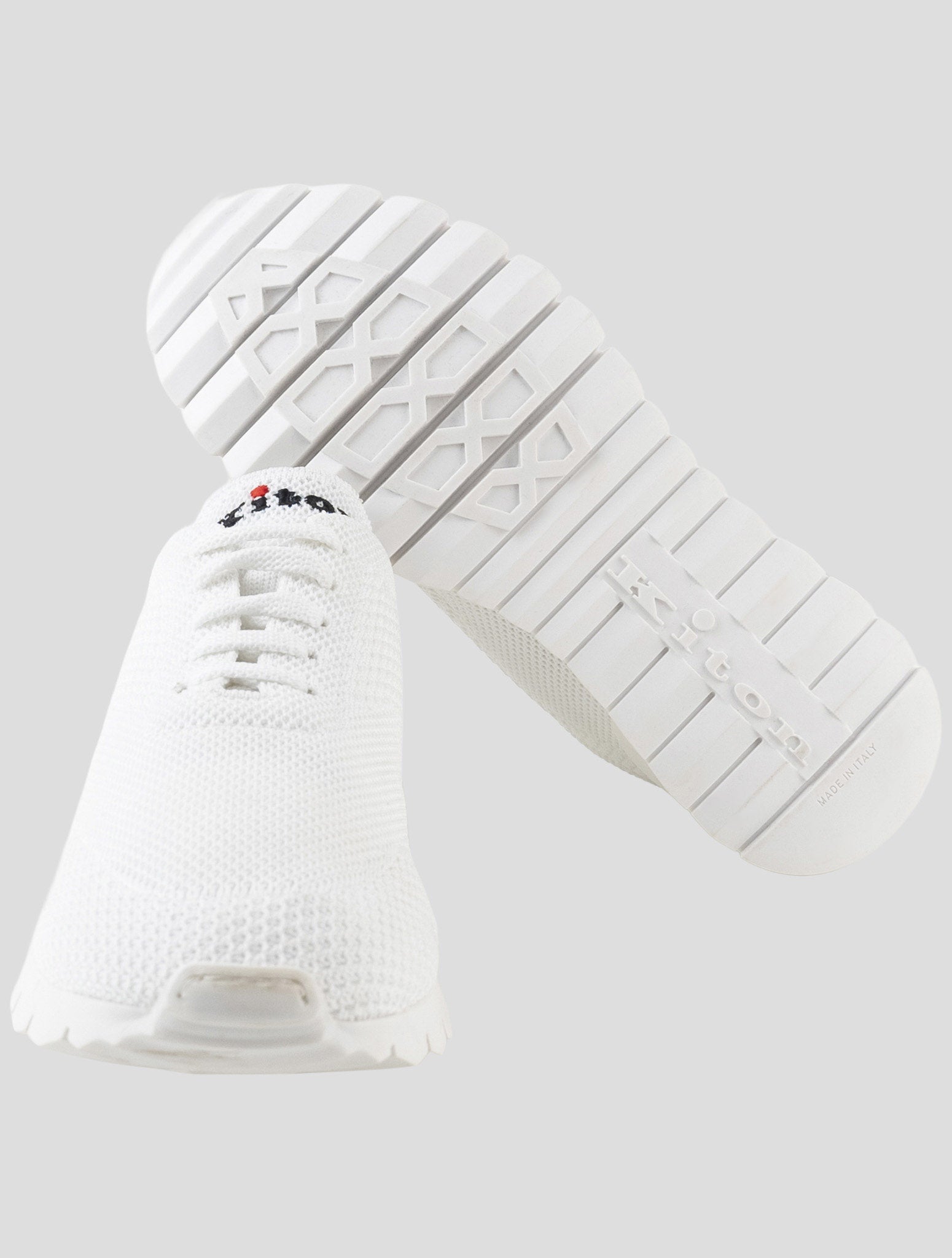 Kiton White Cotton Ea Sneakers