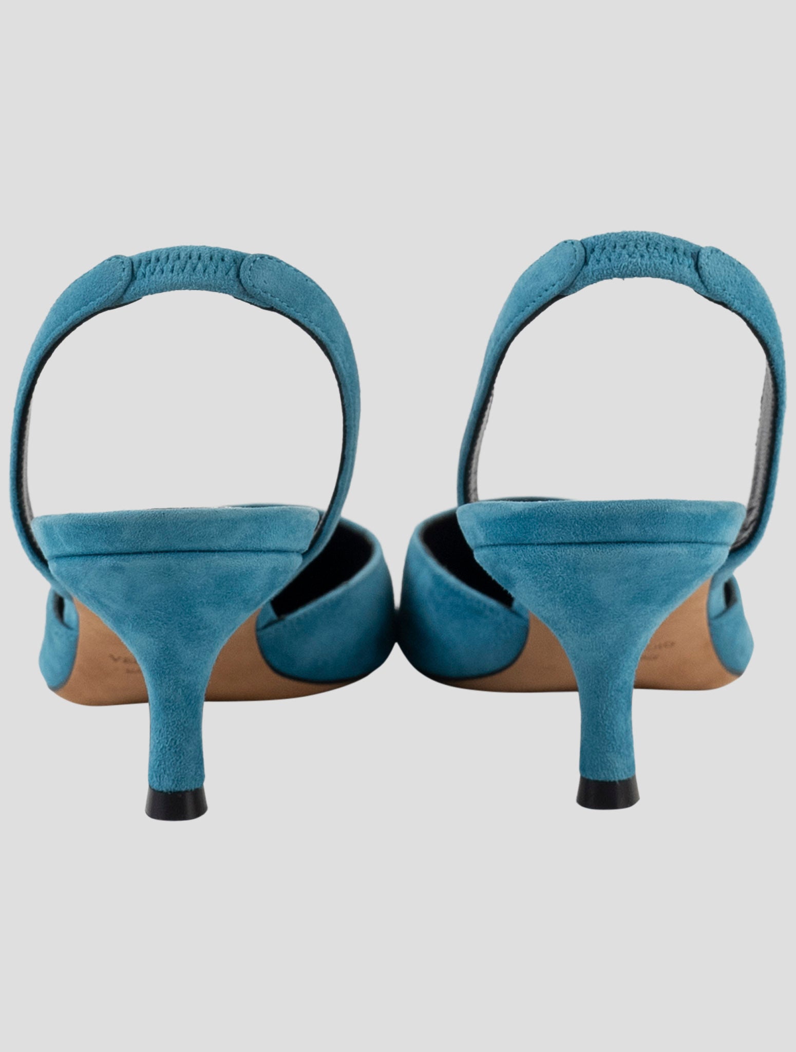 Kiton Light Blue Leather Suede Slingback