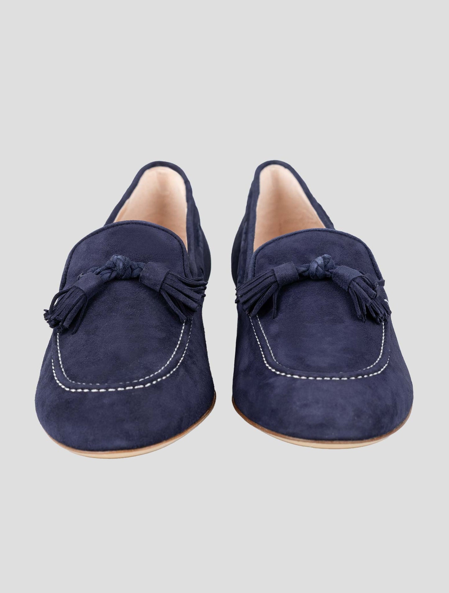 Kiton Blue Leather Goat Loafers