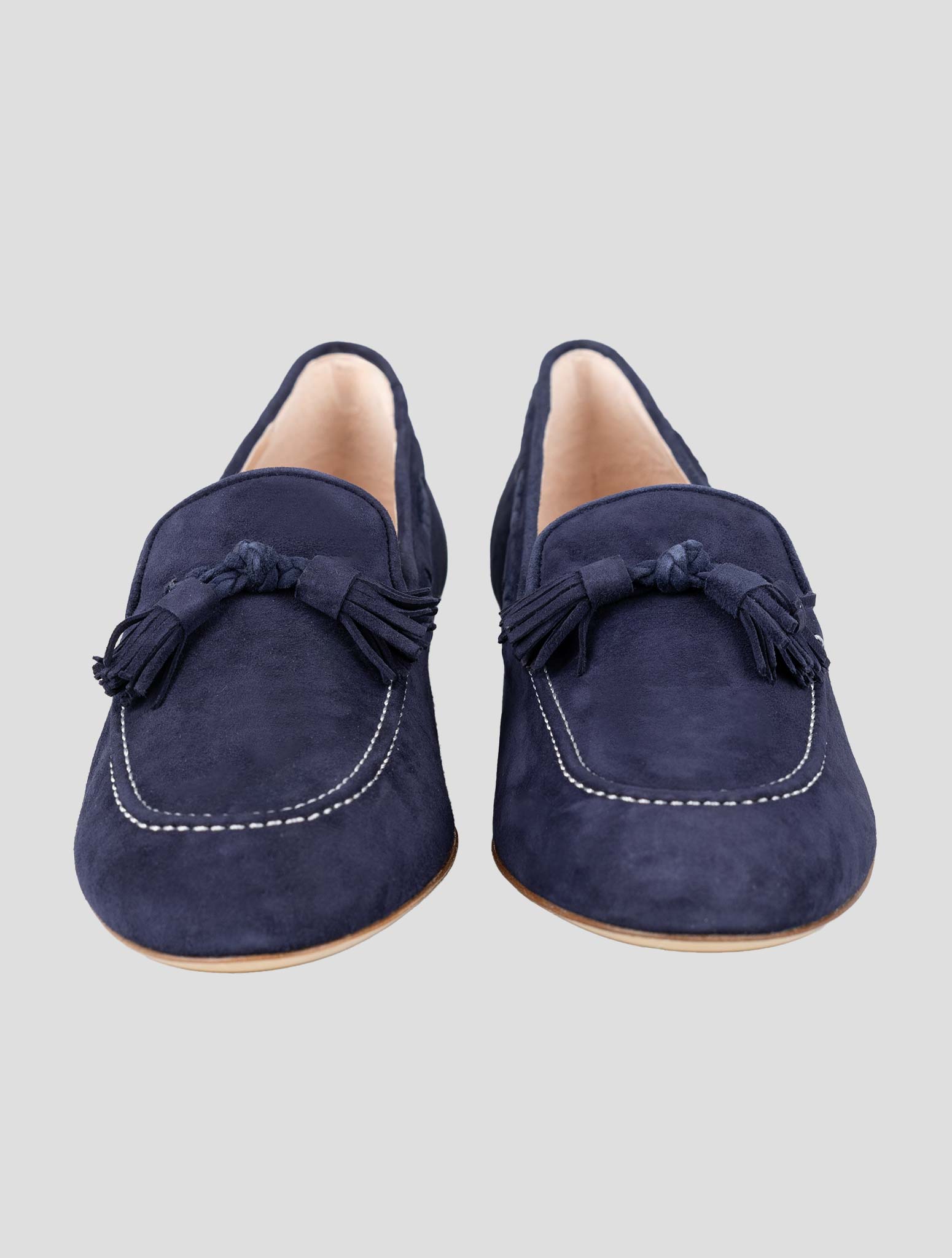 Kiton Blue Leather Goat Loafers
