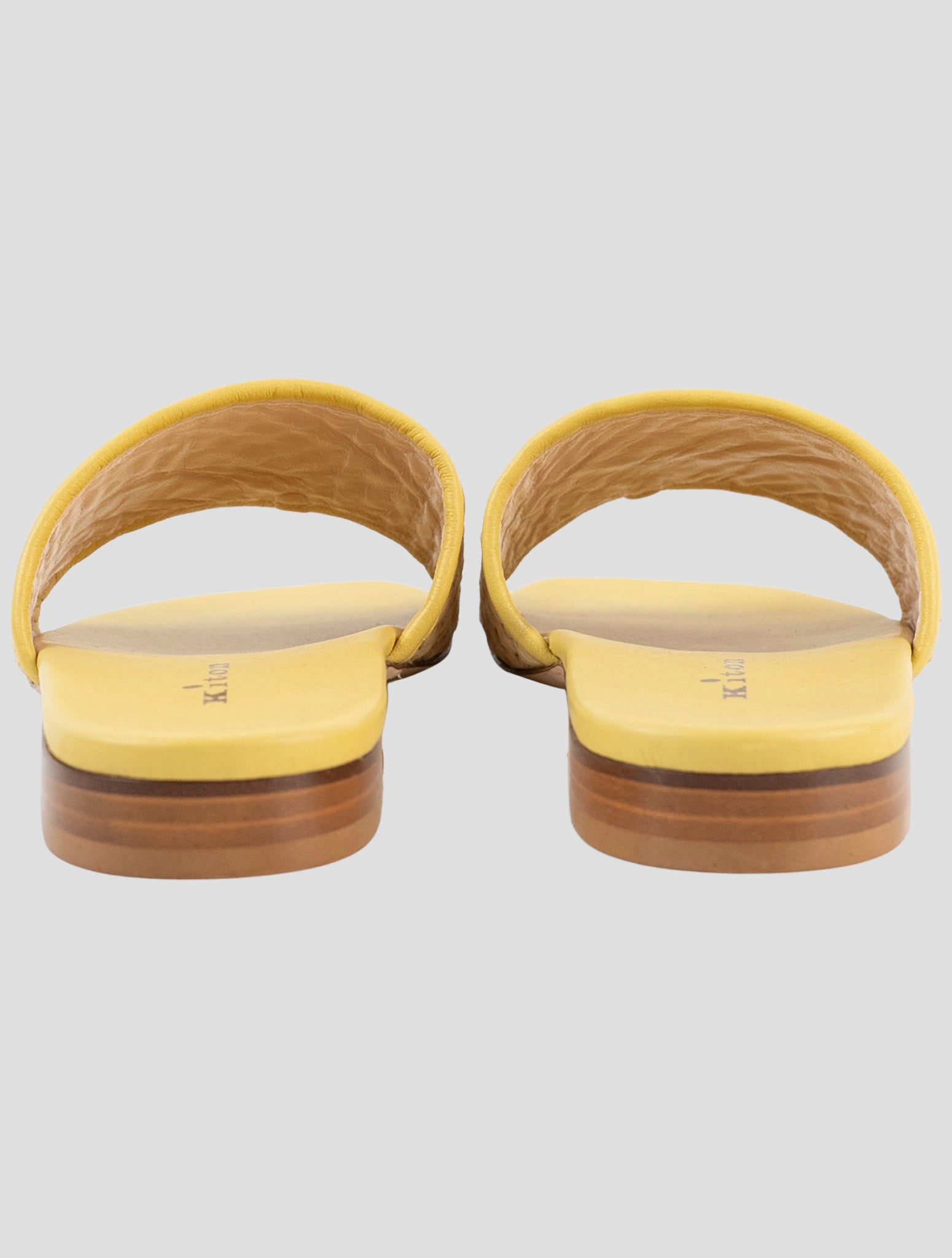 Kiton Yellow Brown Canvas Leather Sandals