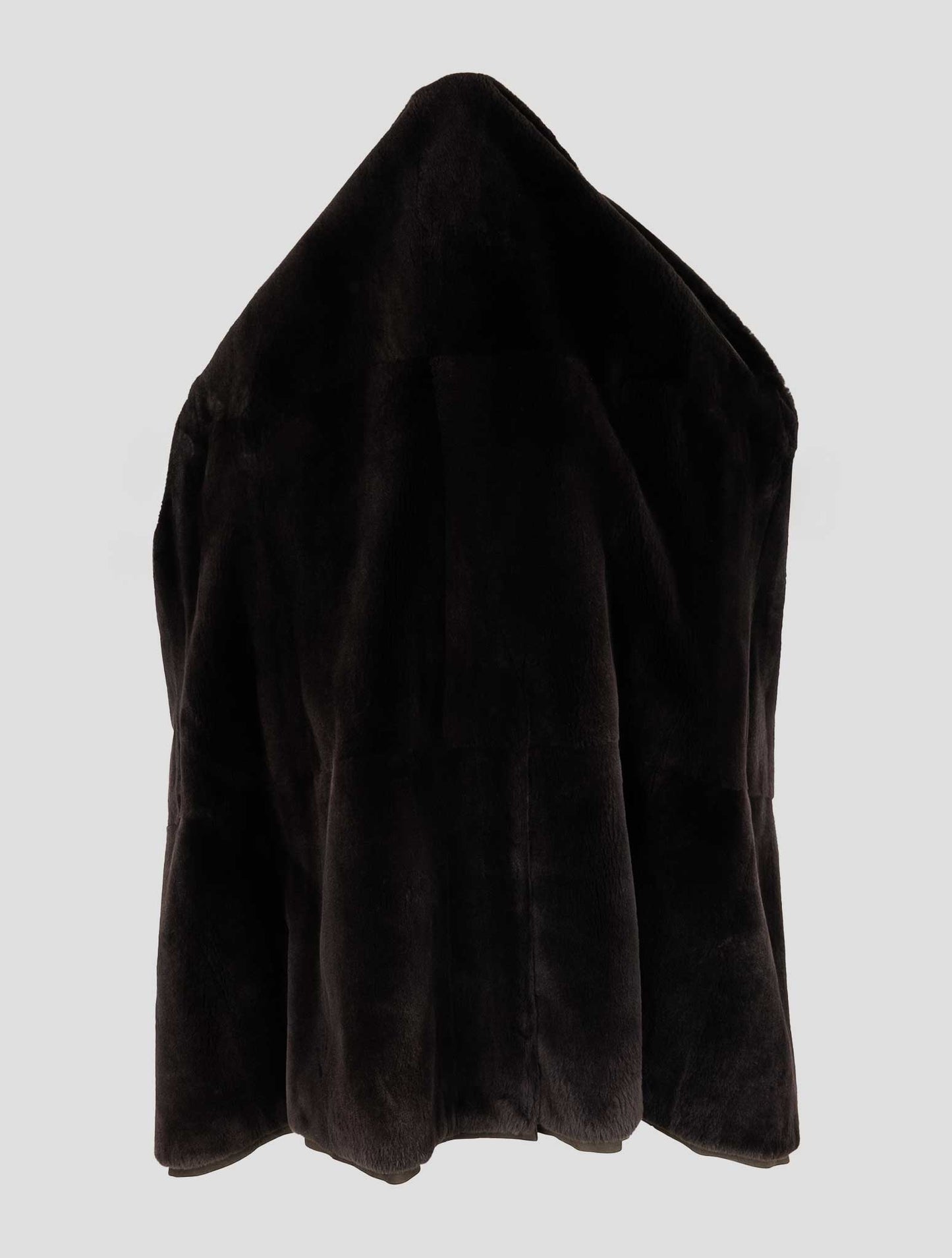 Kiton Brown Leather Suede Beaver Fur Overcoat