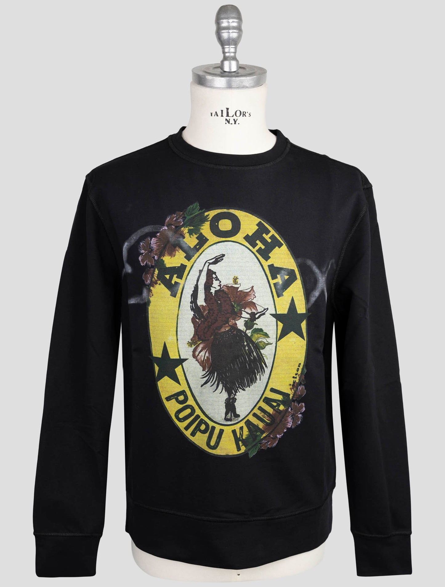 Kiton Black  Cotton Ea Sweater Crewneck