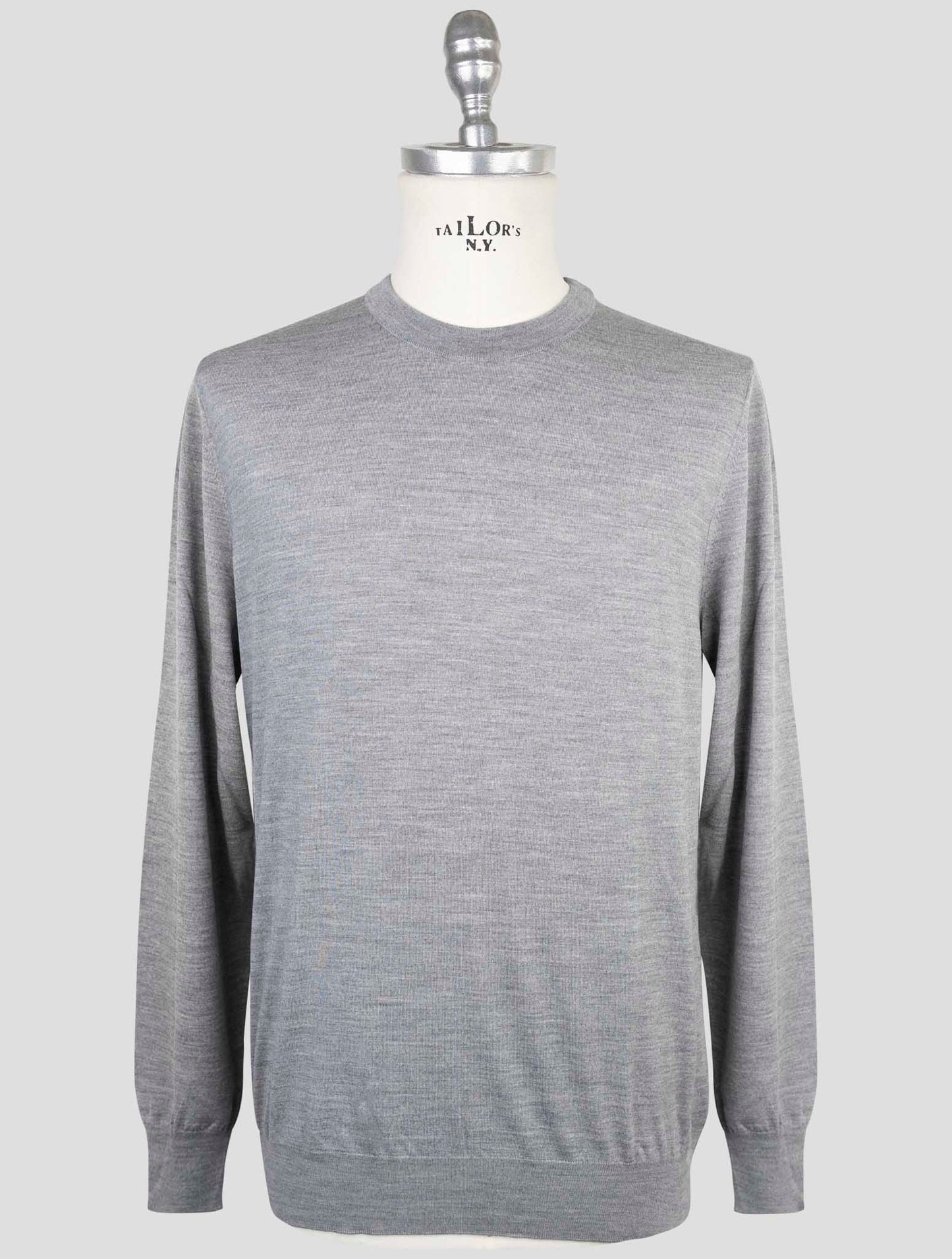 Kiton Gray Wool Sweater Crewneck
