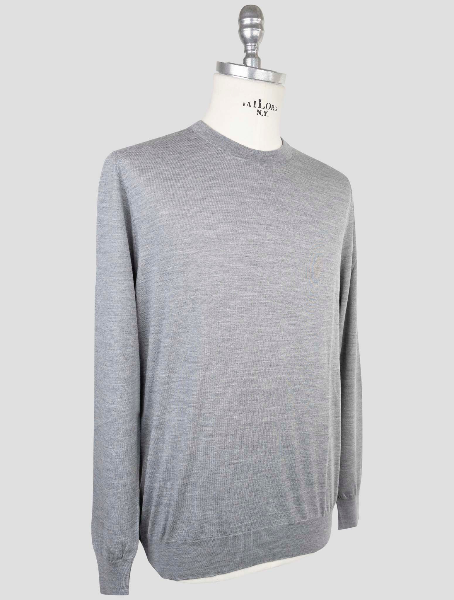 Kiton Gray Wool Sweater Crewneck