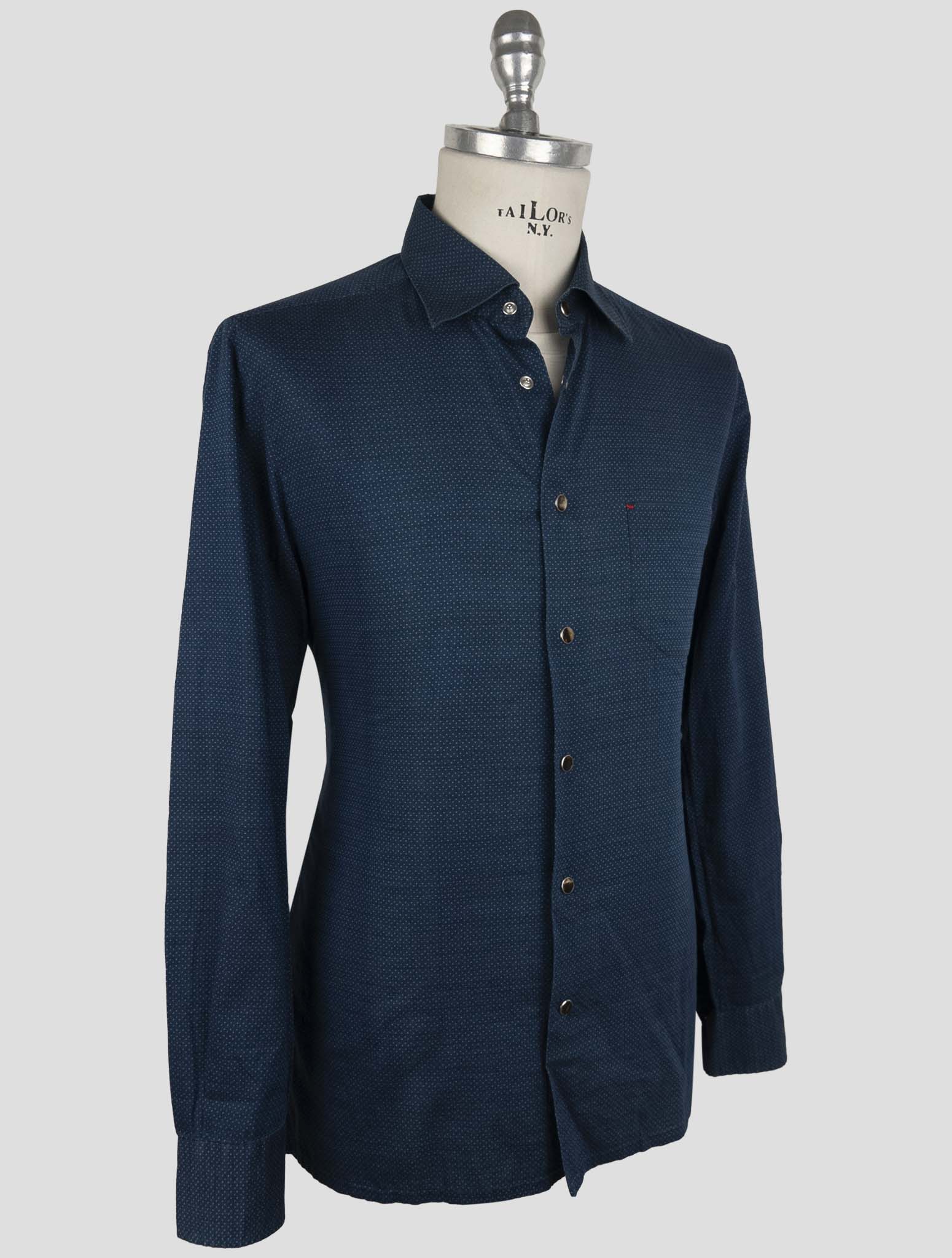 Kiton Blue Cotton Shirt