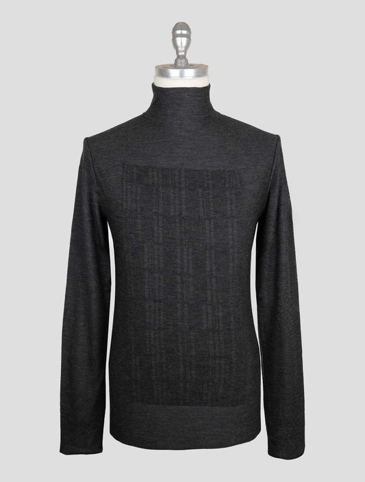 Kiton Knt Dark Gray Wool Cashmere Sweater Half Neck